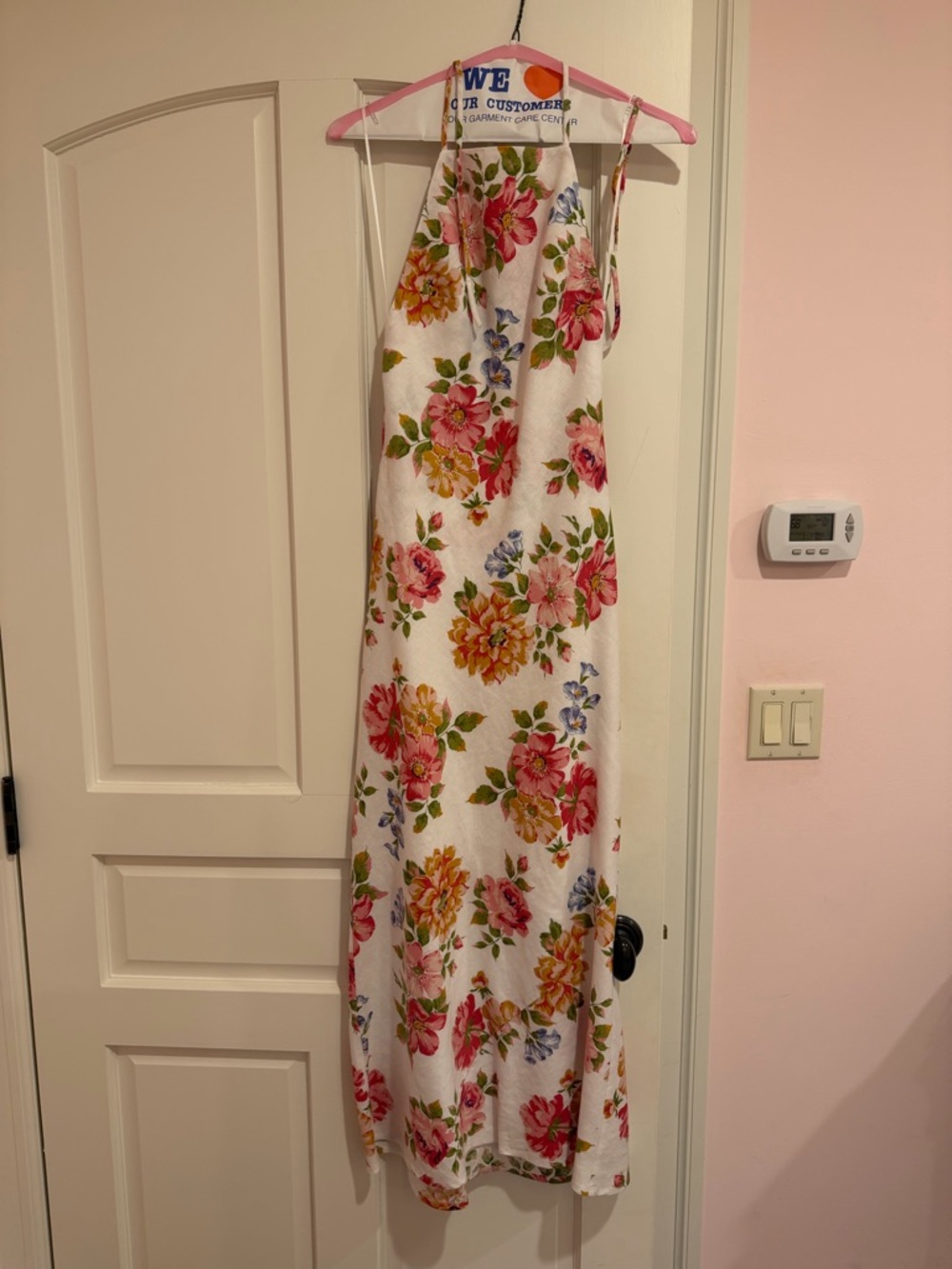 Reformation Pink Floral Halter Dress